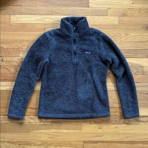 Patagonia Los Gatos Quarter Zip Small Sweatshirt Sherpa Navy Mockneck Fuzzy READ